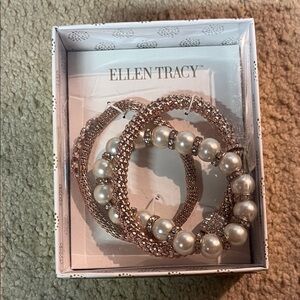 Ellen Tracy Rose Gold and Pearl Bracelet Trio